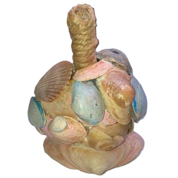 Handcrafted Shell Decor in Natural Tones Fall Harvest Pumpkin 5 x 5 inches - Picture 1 of 7